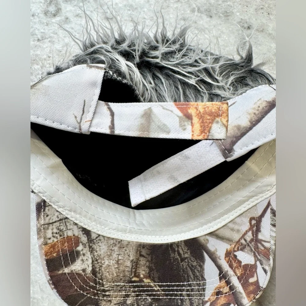 New Men’s Adult Size Faux Spikey Hair Tree Style Camo Visor Hat